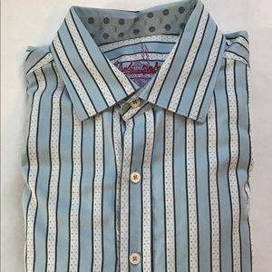 Robert Graham Men’s Blue Striped Dress Shirt XL